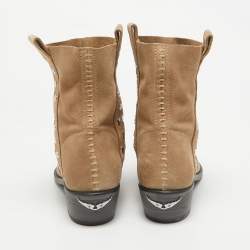 Zadig & Voltaire Beige Suede Studded Western Boots Size 38