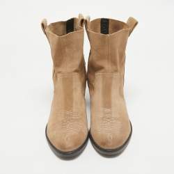 Zadig & Voltaire Beige Suede Studded Western Boots Size 38