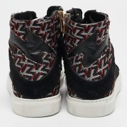 Zadig & Voltaire Black/Burgundy Leather and Suede High Top Sneakers Size 36