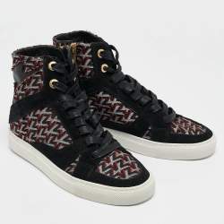 Zadig & Voltaire Black/Burgundy Leather and Suede High Top Sneakers Size 36