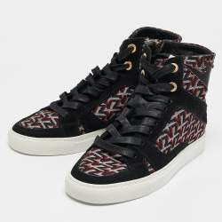 Zadig & Voltaire Black/Burgundy Leather and Suede High Top Sneakers Size 36