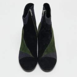 Zadig & Voltaire Multicolor Suede Block Heel Ankle Booties Size 36