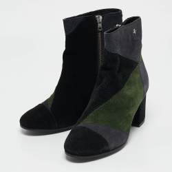 Zadig & Voltaire Multicolor Suede Block Heel Ankle Booties Size 36