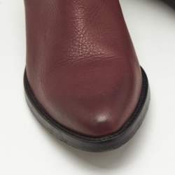 Zadig & Voltaire Burgundy Leather Thylana Studded Ankle Boots Size 37