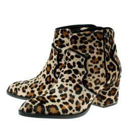 Zadig and Voltaire Brown Leopard Print Calf Hair Molly Leo Cowboy Boots Size 37