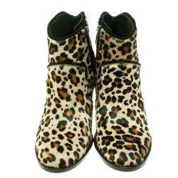 Zadig and Voltaire Brown Leopard Print Calf Hair Molly Leo Cowboy Boots Size 37
