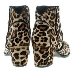 Zadig and Voltaire Brown Leopard Print Calf Hair Molly Leo Cowboy Boots Size 37