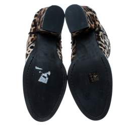 Zadig and Voltaire Brown Leopard Print Calf Hair Molly Leo Cowboy Boots Size 37