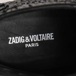 Pre Owned Zadig & Voltaire Black Snakeskin Embossed Leather Cara Cut Ankle Boots Size 39