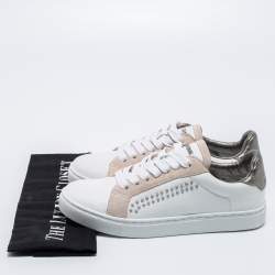 Pre Owned Zadig & Voltaire White Leather Wild Studded Low-Top Sneakers Size 36