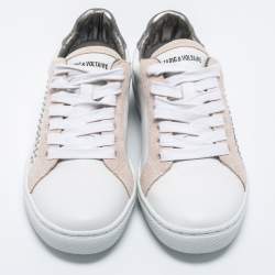 Pre Owned Zadig & Voltaire White Leather Wild Studded Low-Top Sneakers Size 36