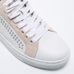 Pre Owned Zadig & Voltaire White Leather Wild Studded Low-Top Sneakers Size 36