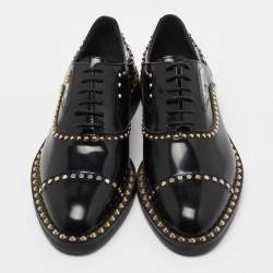 Zadig & Voltaire Black Leather Studded Youth Clous Oxfords Size 36