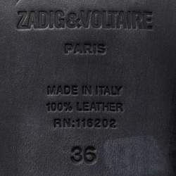 Zadig & Voltaire Black Leather Studded Youth Clous Oxfords Size 36