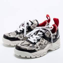 Zadig and Voltaire Tricolor Python Embossed Leather Blaze Sneakers Size 37