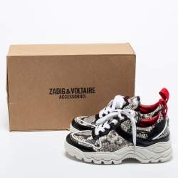 Zadig and Voltaire Tricolor Python Embossed Leather Blaze Sneakers Size 37