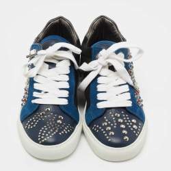Pre Owned Zadig and Voltaire Multicolor Suede and Leather Embellished Low Top Sneakers Size 36