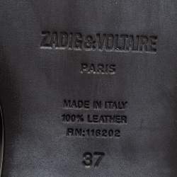 Pre Owned Zadig & Voltaire Black Leather Studded Youth Clous Oxfords Size 37