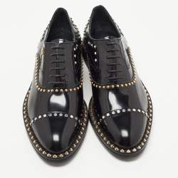 Pre Owned Zadig & Voltaire Black Leather Studded Youth Clous Oxfords Size 37