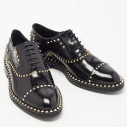 Pre Owned Zadig & Voltaire Black Leather Studded Youth Clous Oxfords Size 37