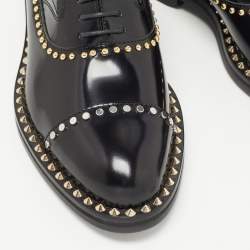 Pre Owned Zadig & Voltaire Black Leather Studded Youth Clous Oxfords Size 37