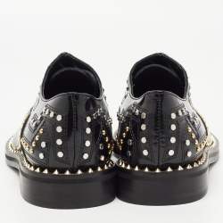Pre Owned Zadig & Voltaire Black Leather Studded Youth Clous Oxfords Size 37