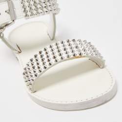 Pre Owned Zadig and Voltaire White Leather Ankle Strap Spiked  Sandals Size 36