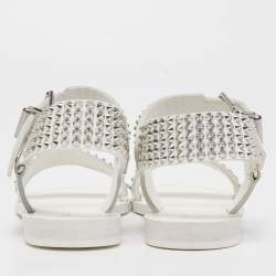 Pre Owned Zadig and Voltaire White Leather Ankle Strap Spiked  Sandals Size 36