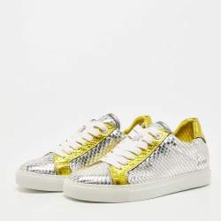 Zadig & Voltaire Silver/Gold Python Embossed Leather Low Top Sneakers Size 36