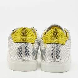 Zadig & Voltaire Silver/Gold Python Embossed Leather Low Top Sneakers Size 36