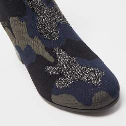 Zadig & Voltaire Multicolor Camouflage Print Knit Fabric Ankle Boots Size 40