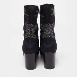 Zadig & Voltaire Multicolor Camouflage Print Knit Fabric Ankle Boots Size 40