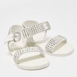 Zadig & Voltaire White Leather Ankle Strap Spiked Sandals Size 36