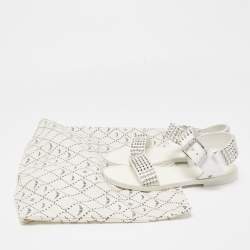 Zadig & Voltaire White Leather Ankle Strap Spiked Sandals Size 36