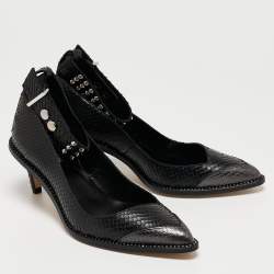 Pre Owned Zadig & Voltaire Black Python Embossed Leather Animal Print Pumps Size 36