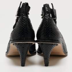 Pre Owned Zadig & Voltaire Black Python Embossed Leather Animal Print Pumps Size 36