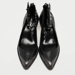 Pre Owned Zadig & Voltaire Black Python Embossed Leather Animal Print Pumps Size 36