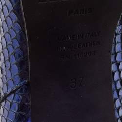 Zadiq & Voltaire Blue Python  Leather Block Heel Ankle Boots Size 37