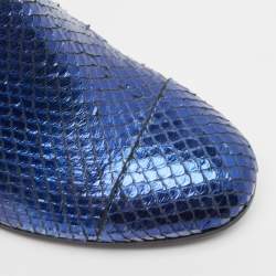 Zadiq & Voltaire Blue Python  Leather Block Heel Ankle Boots Size 37