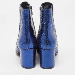 Zadiq & Voltaire Blue Python  Leather Block Heel Ankle Boots Size 37