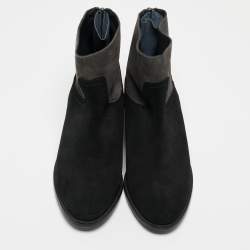 Zadig & Voltaire Black/Grey Suede Teddy Ankle Boots Size 37