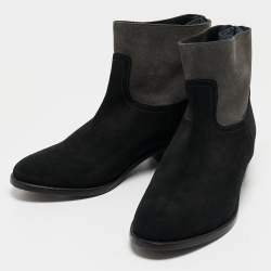 Zadig & Voltaire Black/Grey Suede Teddy Ankle Boots Size 37