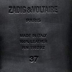 Pre Owned Zadig & Voltaire Black Leather Studded Youth Clous Oxfords Size 37