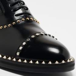 Pre Owned Zadig & Voltaire Black Leather Studded Youth Clous Oxfords Size 37