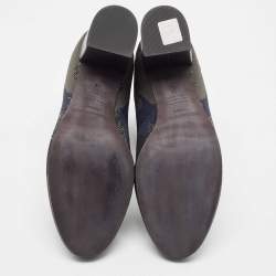 Zadig & Voltaire Blue/Black Camouflage Print Canvas Block Heel Ankle Boots Size 40