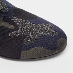 Zadig & Voltaire Blue/Black Camouflage Print Canvas Block Heel Ankle Boots Size 40