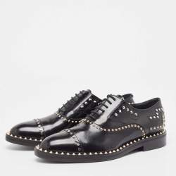 Zadig & Voltaire Black Leather Studded Youth Clous Oxfords Size 37