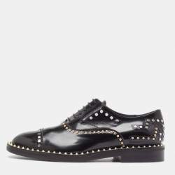 Zadig & Voltaire Black Leather Studded Youth Clous Oxfords Size 37