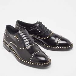 Zadig & Voltaire Black Leather Studded Youth Clous Oxfords Size 37