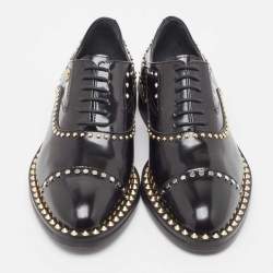 Zadig & Voltaire Black Leather Studded Youth Clous Oxfords Size 37